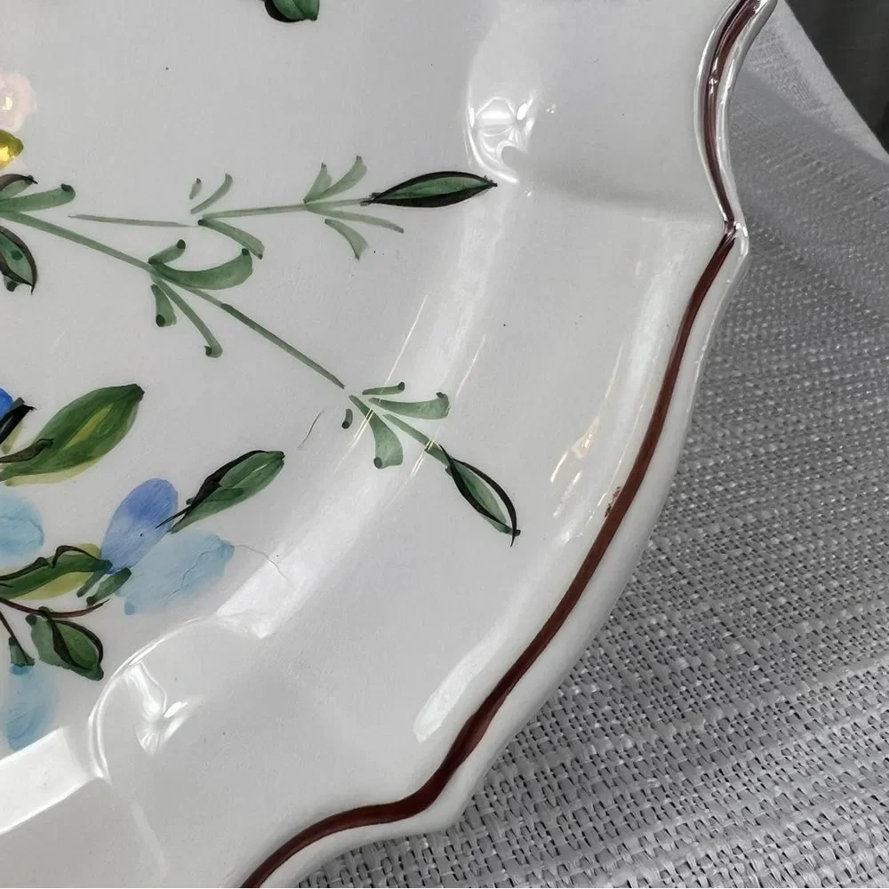 Vintage Antonio Zen Scultore Nove Italian Hand painted Cake Platter Pedestal